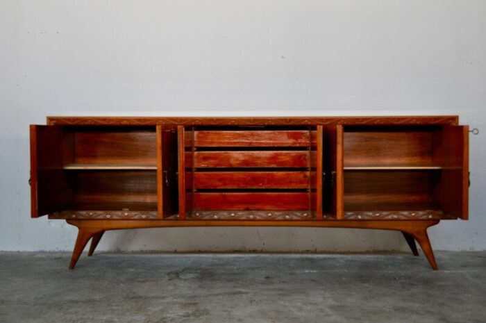 mid century italian cherrywood and walnut sideboards 1950s set of 2 3