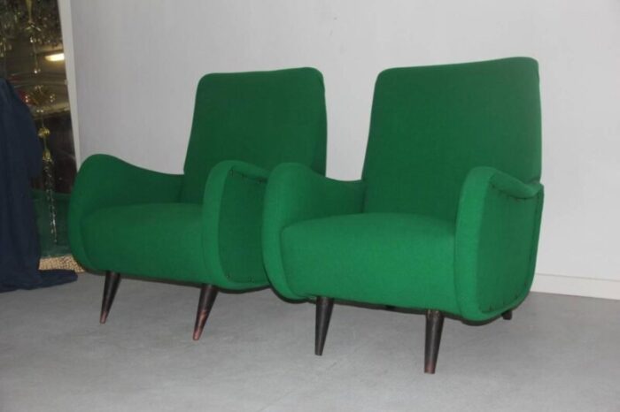 mid century italian green armchairs 1950s set of 2 7