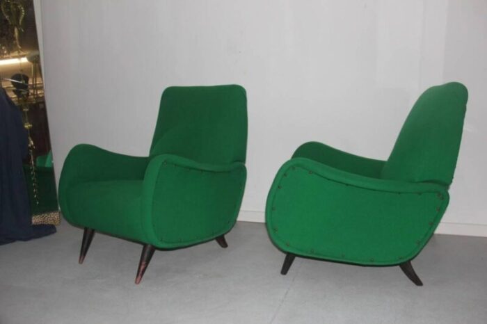 mid century italian green armchairs 1950s set of 2 9