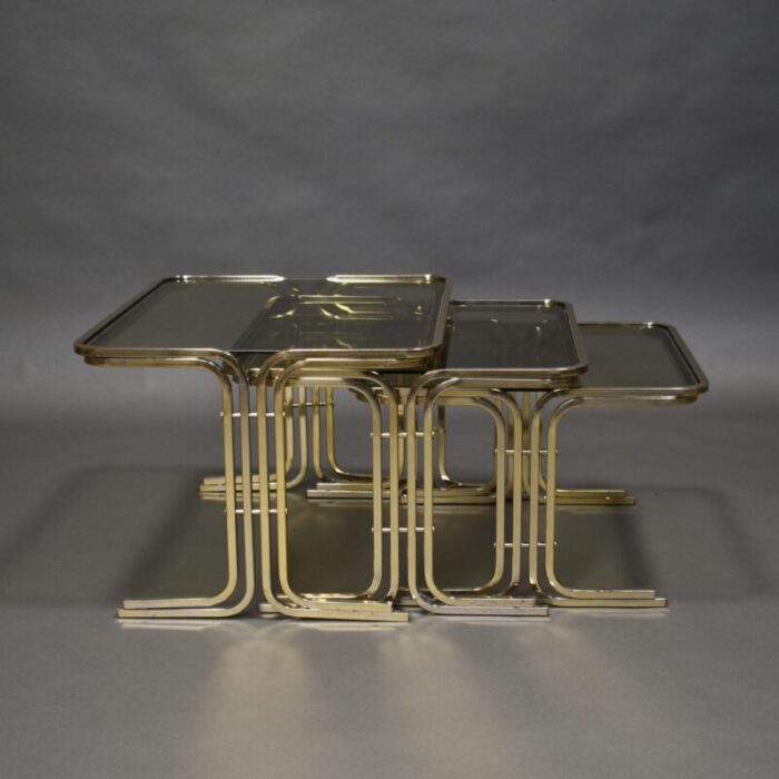 mid century italian nesting tables 1970s set of 3 7