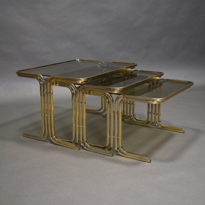 mid century italian nesting tables 1970s set of 3 8