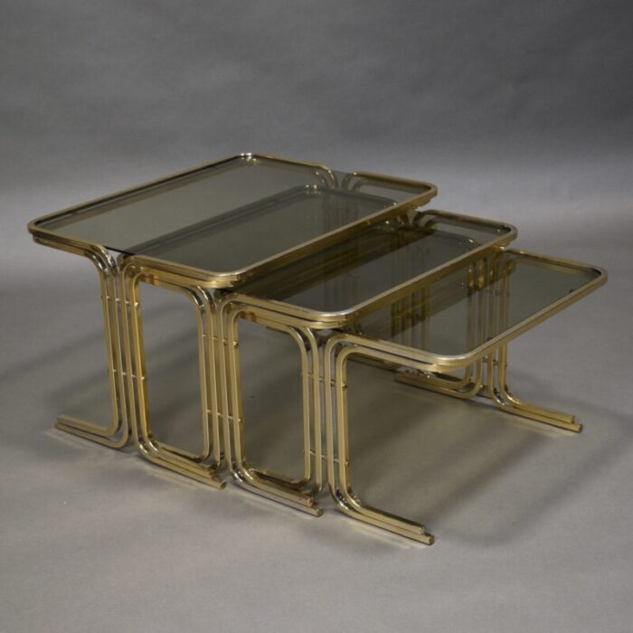 mid century italian nesting tables 1970s set of 3 9