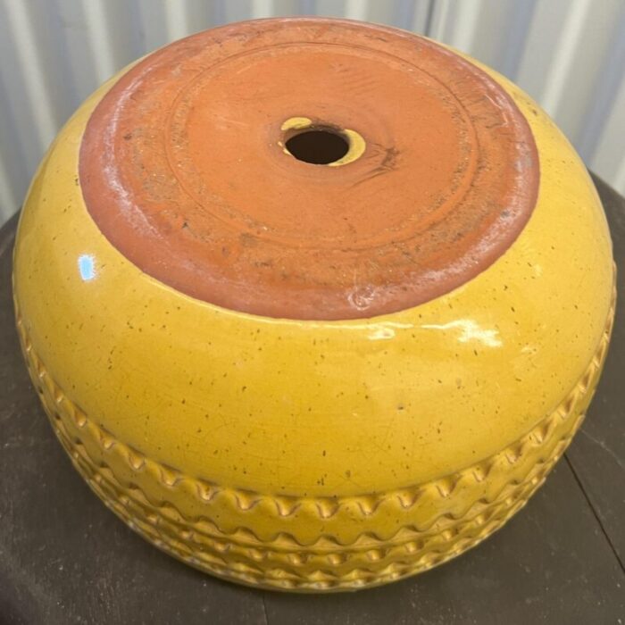 mid century italian terracotta glazed yellow planter 0360