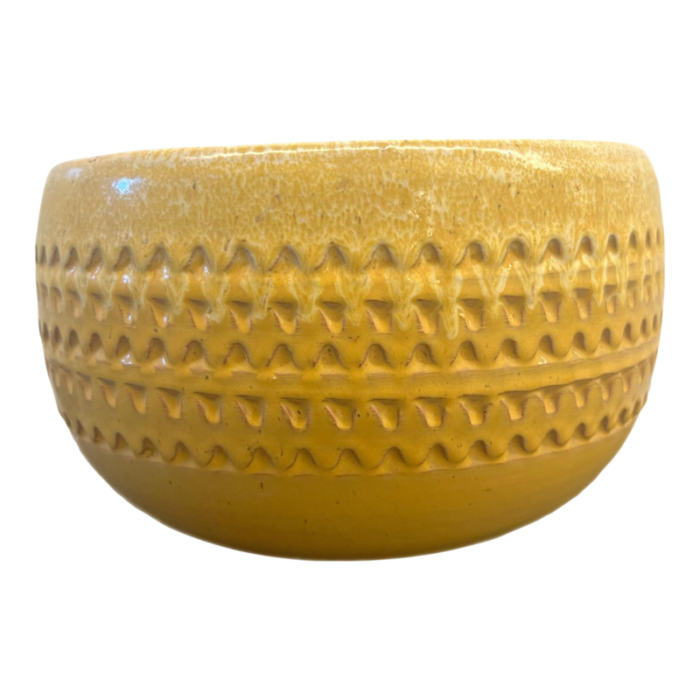 mid century italian terracotta glazed yellow planter 9619