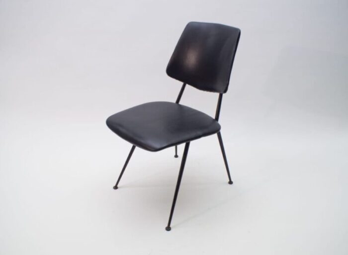 mid century leather and metal side chair 1950s 3