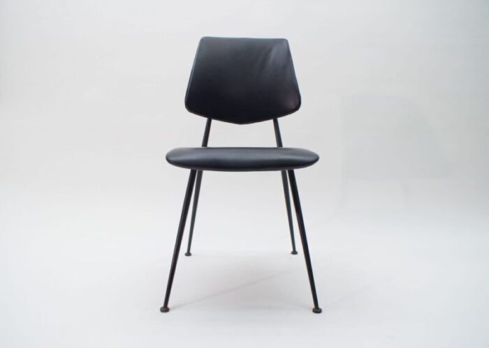 mid century leather and metal side chair 1950s 4