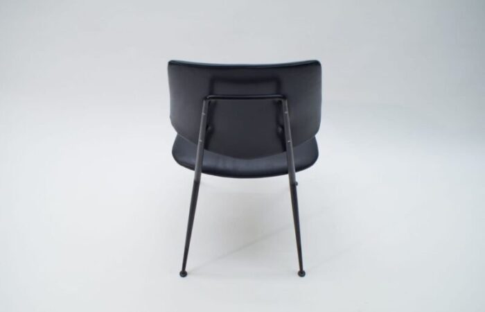 mid century leather and metal side chair 1950s 8