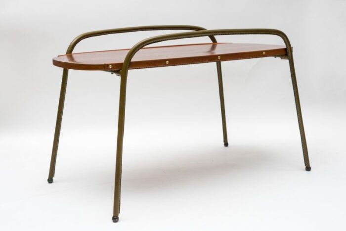 mid century leather coffee table by jacques adnet 1950s 5