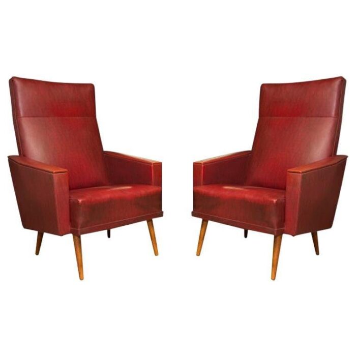 mid century leatherette armchairs czechoslovakia 1960s set of 2 1