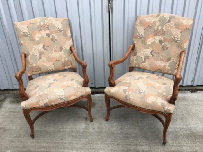 mid century louis xv style armchairs set of 2 3