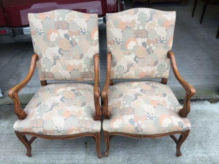 mid century louis xv style armchairs set of 2 4