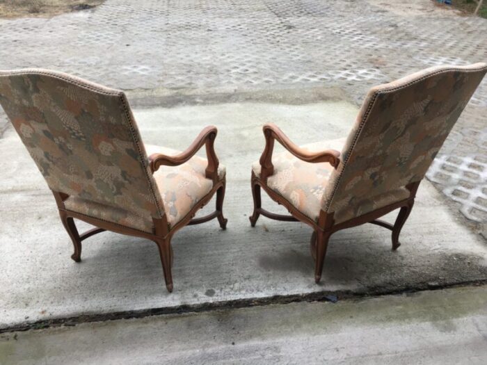 mid century louis xv style armchairs set of 2 7