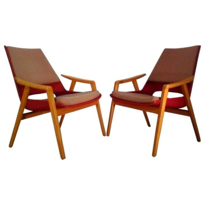 mid century lounge chairs by miroslav navratil 1960s set of 2 1