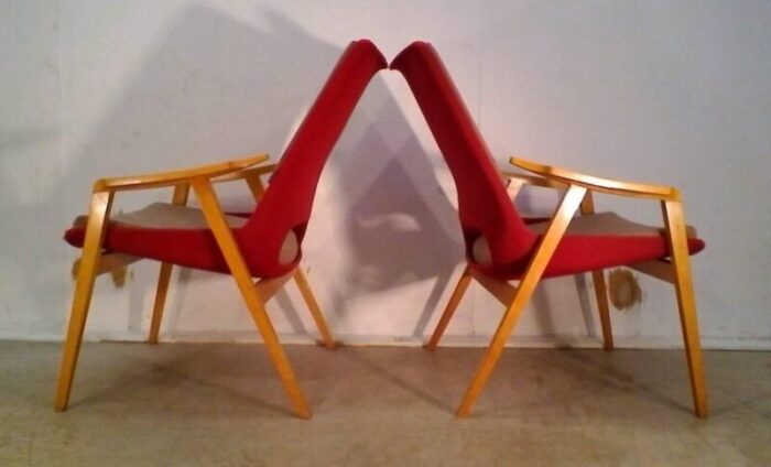 mid century lounge chairs by miroslav navratil 1960s set of 2 5