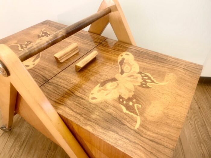 mid century marquetry sewing table 2