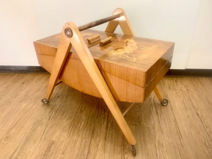 mid century marquetry sewing table 3