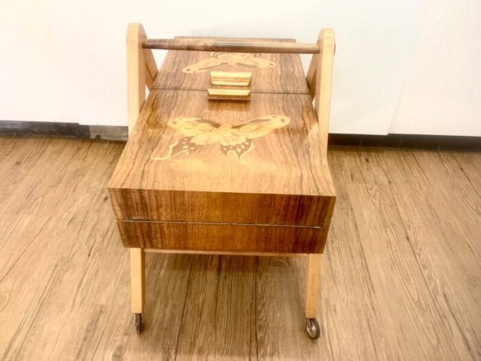 mid century marquetry sewing table 5