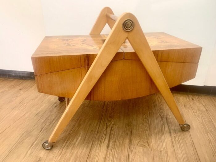 mid century marquetry sewing table 6