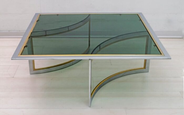 mid century modern brass chrome coffee table 1970s 4