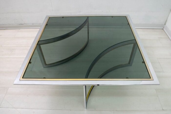 mid century modern brass chrome coffee table 1970s 6