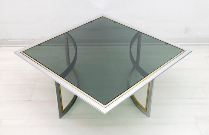 mid century modern brass chrome coffee table 1970s 7