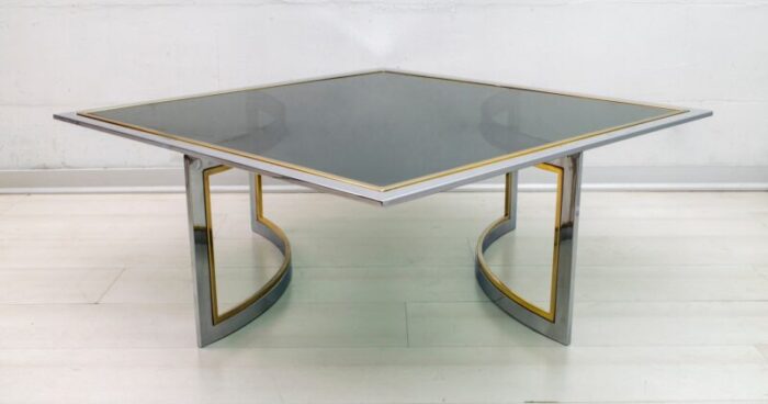 mid century modern brass chrome coffee table 1970s 8