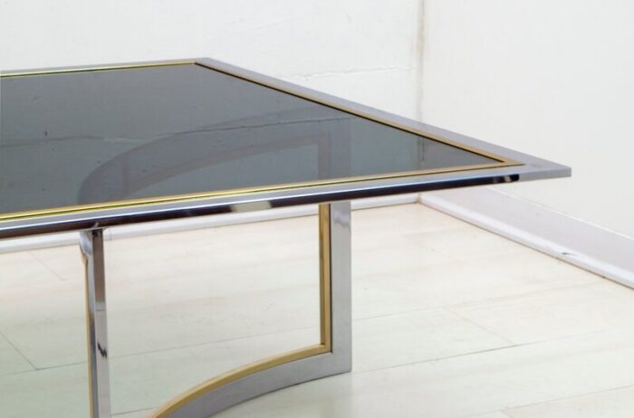 mid century modern brass chrome coffee table 1970s 9