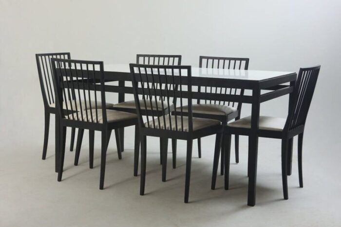 mid century modern dining table chairs set from flama manufacture brazil 1950s set of 7 2