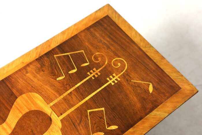 mid century modern musical theme marquetry coffee or cocktail table brazil 1950s 4