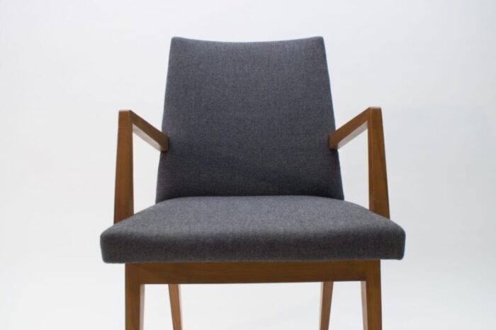 mid century modern wood armchair in grey fabric germany 1950s 10 3