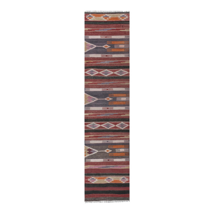 mid century nomadic wool anatolian hall kilim runner 26 x 108 5039