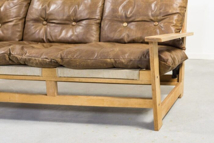 mid century oak 3 seat sculptural sofa 5