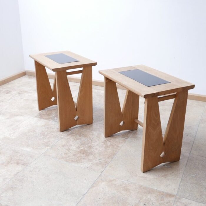 mid century oak side tables by guillerme et chambron 1960s set of 2 11