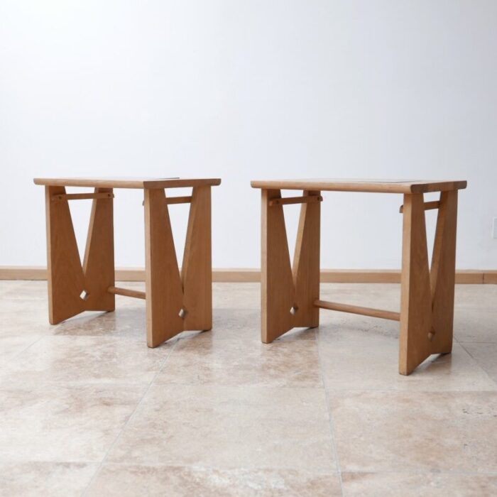 mid century oak side tables by guillerme et chambron 1960s set of 2 13