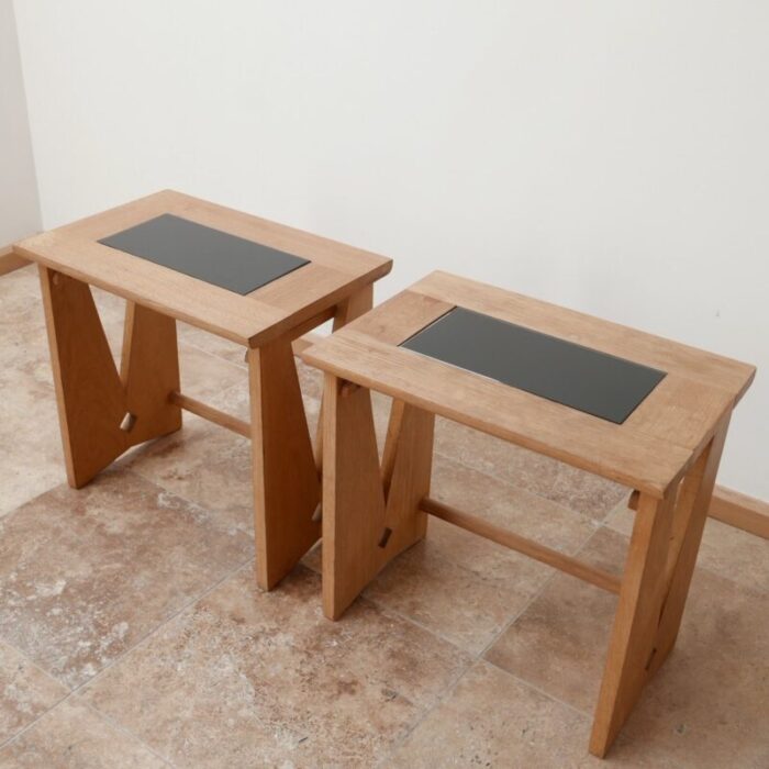 mid century oak side tables by guillerme et chambron 1960s set of 2 4