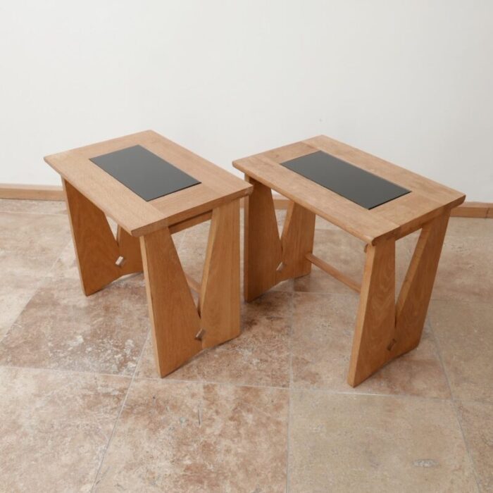 mid century oak side tables by guillerme et chambron 1960s set of 2 6