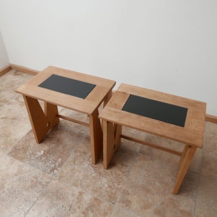 mid century oak side tables by guillerme et chambron 1960s set of 2 7