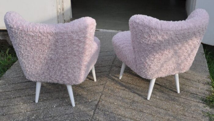 mid century pink faux fur lounge chair 1960s 2