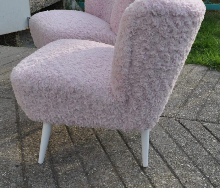 mid century pink faux fur lounge chair 1960s 4