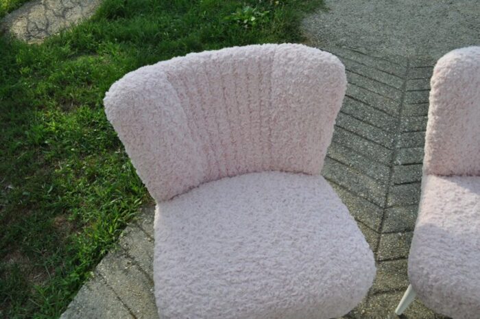 mid century pink faux fur lounge chair 1960s 6