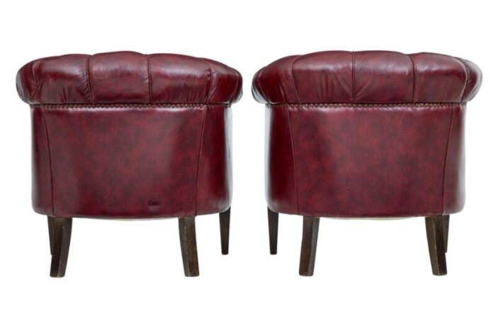 mid century red leather club chairs 1950s set of 2 6