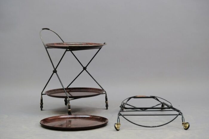 mid century rosewood bar cart from nybro 1950s 1