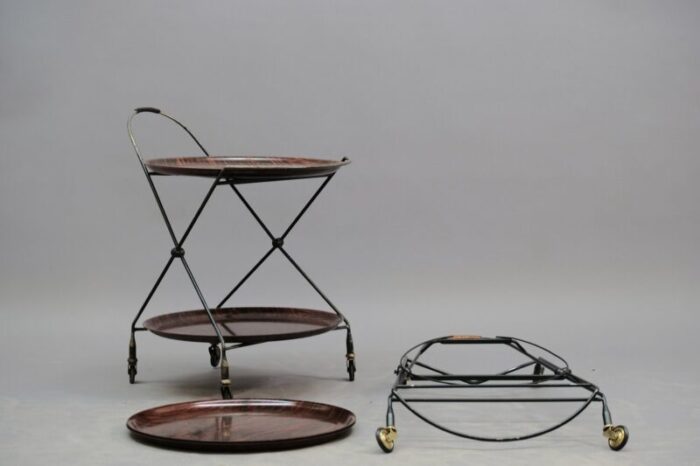 mid century rosewood bar cart from nybro 1950s 4