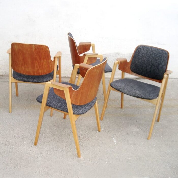 mid century scandinavian teak and beech armchairs by elias barup for gaersnaes set of 4 6