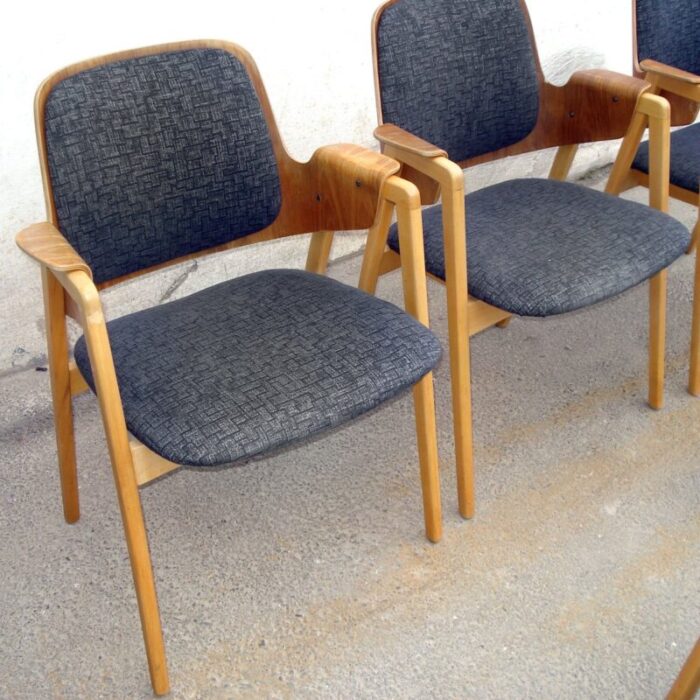 mid century scandinavian teak and beech armchairs by elias barup for gaersnaes set of 4 8