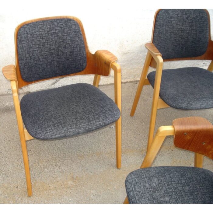 mid century scandinavian teak and beech armchairs by elias barup for gaersnaes set of 4 9