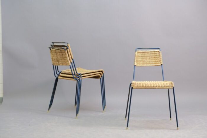 mid century stacking chairs by paul schneider esleben for wilde spieth 1950s set of 4 13