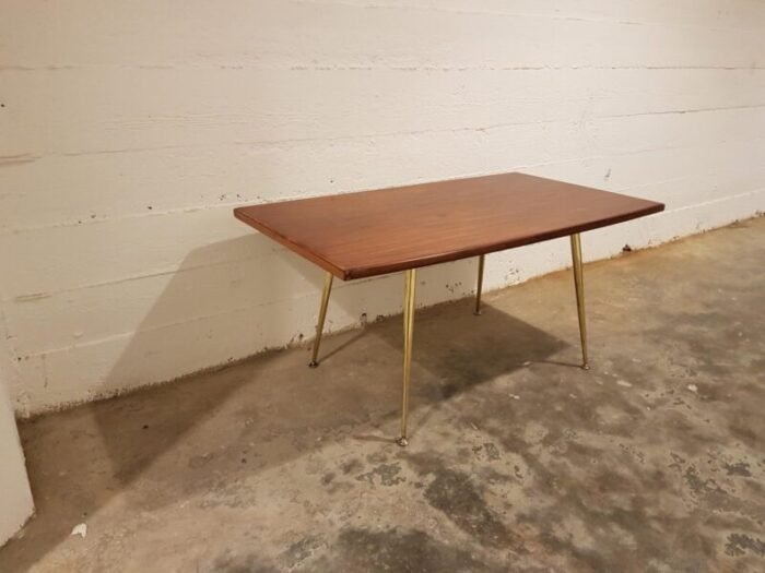 mid century teak and brass coffee table 1950s 1