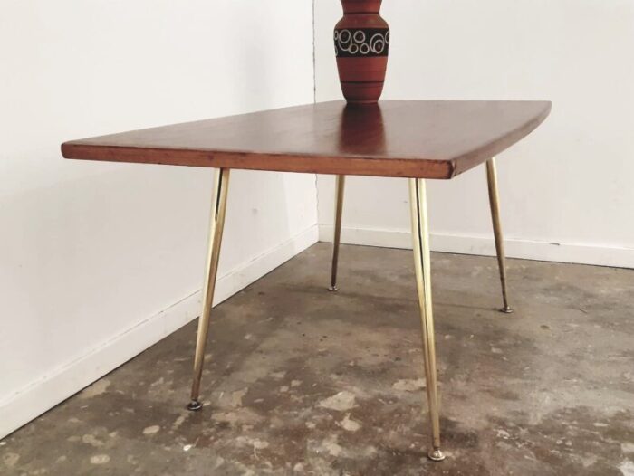 mid century teak and brass coffee table 1950s 3