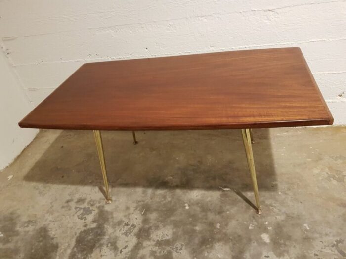 mid century teak and brass coffee table 1950s 5